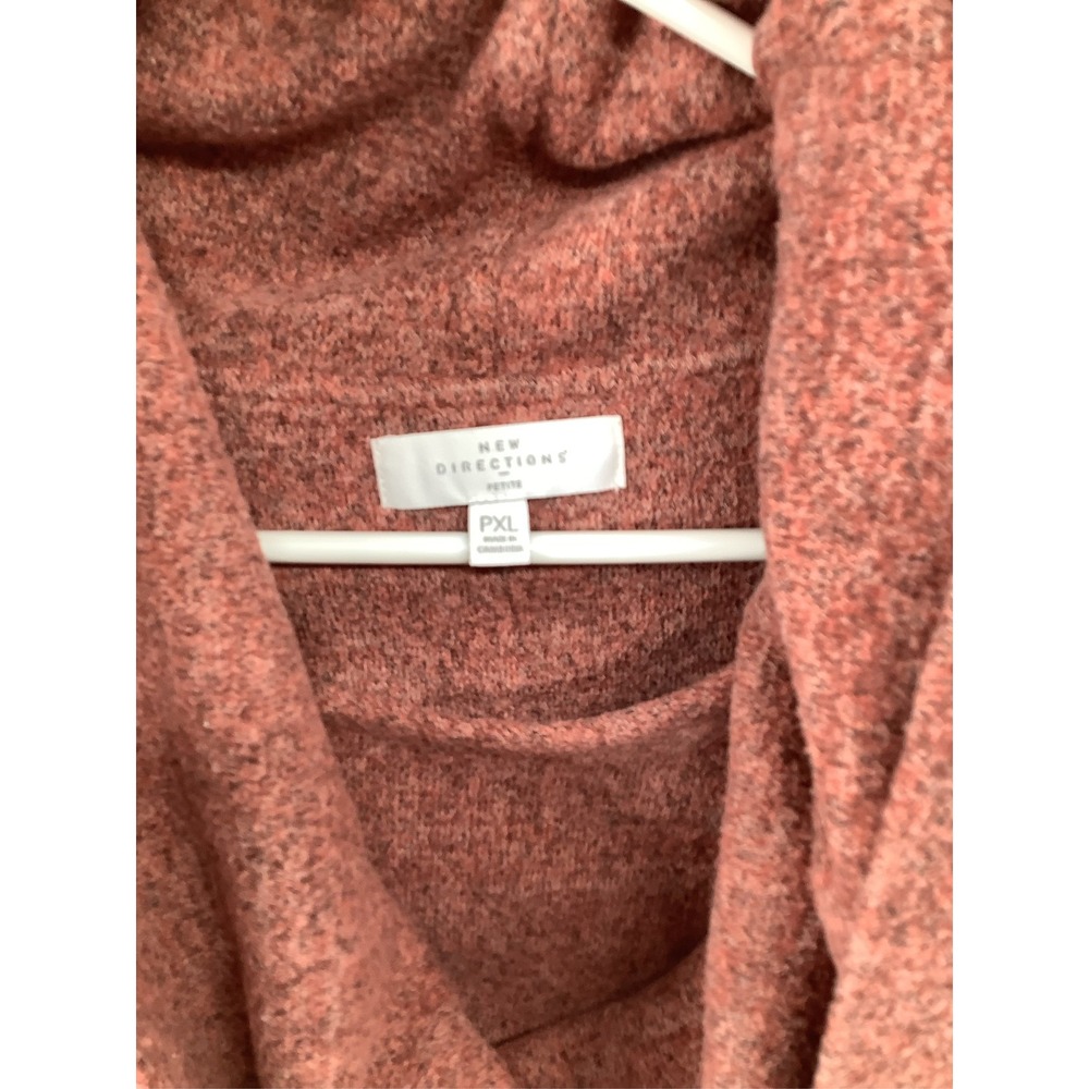 New Directions Petite Cowl Neck Sweater PXL Pink Marled Sharkbite Hem Pullover